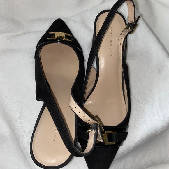 Tommy Hilfiger Black Suede Sling Back Pump Heels - Picture 5 of 12